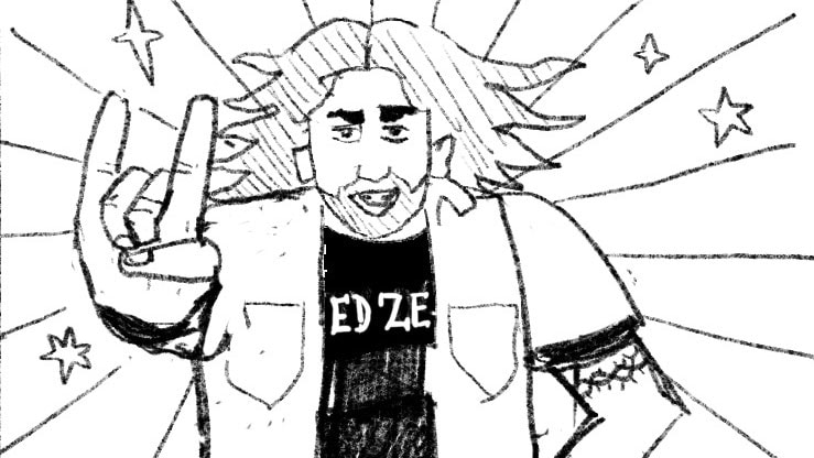 Black and white sketched frame from a storyboard for the BHSB 988 "Uncle Randy" animation