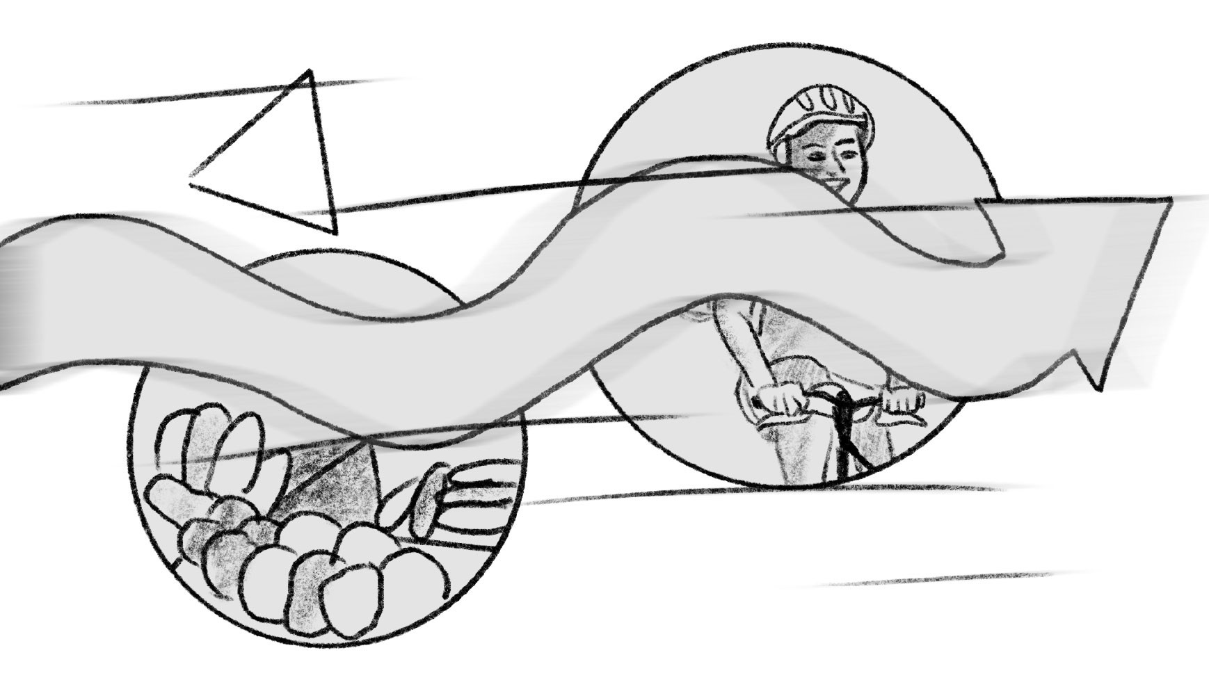 Black and white sketched frame from a storyboard for the "Doing 'Good' Better" animation for The Horizon Foundation