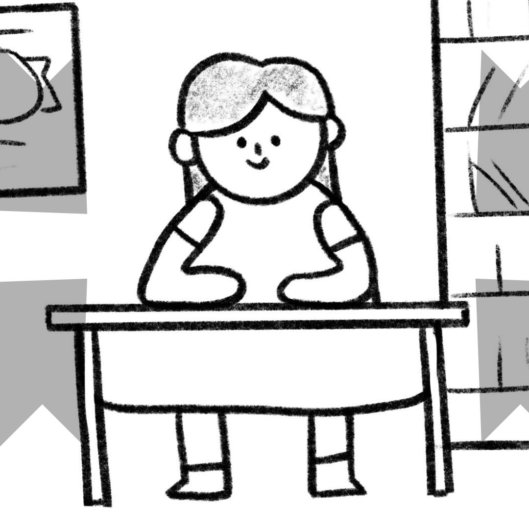 Black and white sketch from a storyboard for the Modesto City Schools "Map Your Mission" animation