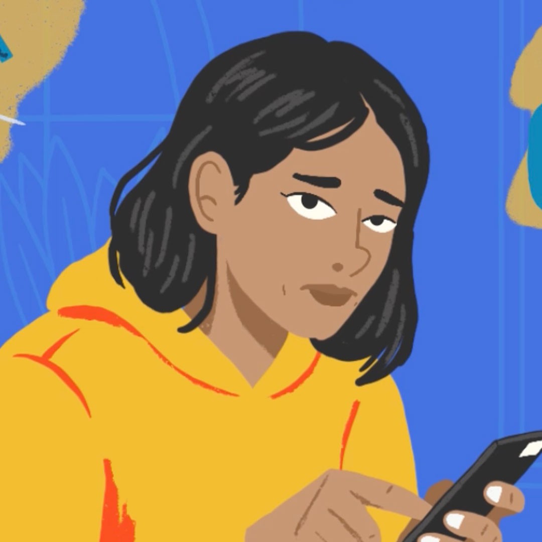 A still frame from the NAMI Chicago "Life Stressors" animation, depicting the main character with a concerned expression