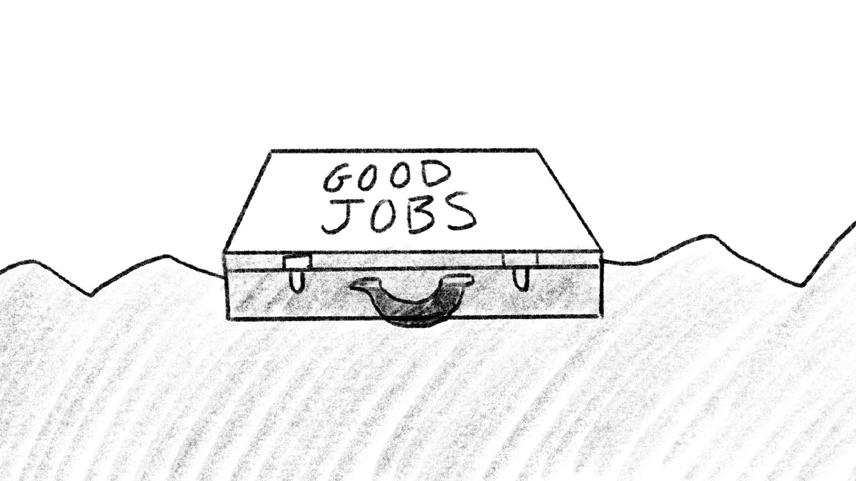 Black and white sketched frame from a storyboard for the "Doing 'Good' Better" animation for The Horizon Foundation