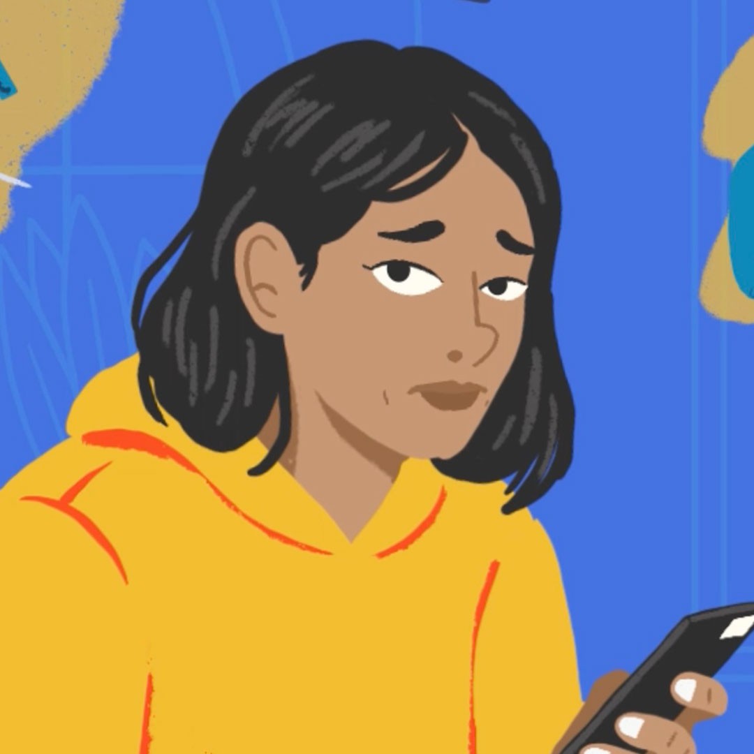 A still frame from the NAMI Chicago "Life Stressors" animation, depicting the main character with a concerned expression